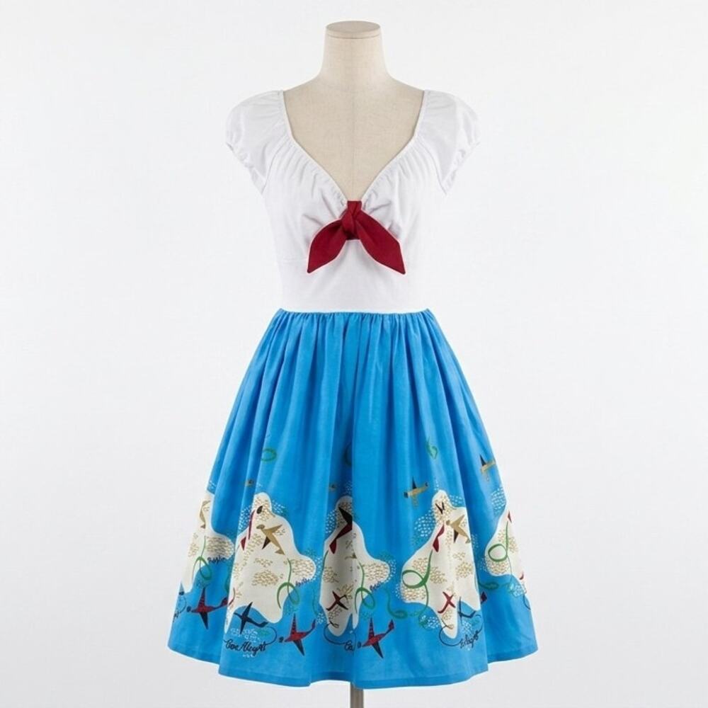 Magic of Mary Blair Pinup Couture Disney Parks Bon Voyage Planes Swing Dress XS